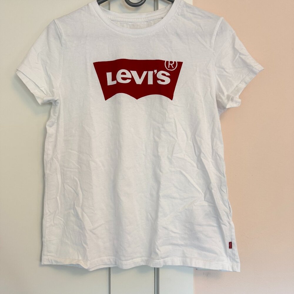 Levi's Crew Neck Short Sleeve Tee White Red Size L
